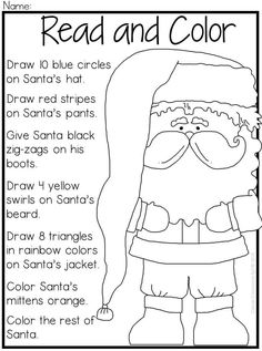 the santa clause reading and coloring page for kids to print out with their own name