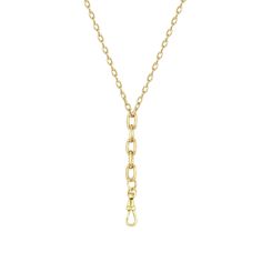 14k gold small hollow square oval link chain necklace with a medium hollow square oval link chain drop and a watch fob clasp at the bottom that can be used to hook charms SPECIFICS • 14k small square oval link chain fixed at 18"• chain is approx. 2mm and 3.5mm wide• chain drop is approx. 25mm long• fob clasp is approx. 19mm long• available in yellow gold only Luxury Chain Necklace With Delicate Chain And Rectangular Links, Delicate Oval Link Chain Necklace, Delicate Chain Charm Necklace With Square Pendant, Gold-tone Delicate Chain Necklace With Rectangular Links, Fob Chain Necklace, Heavy Chain Necklace, Heavy Chain, Lariat Necklace, Chain Link Necklace