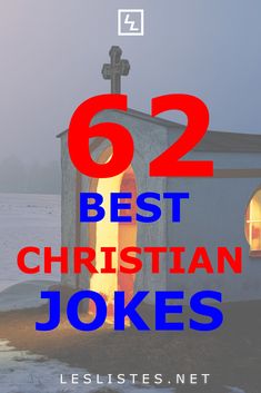 a small church with the words 52 best christian jokes on it's front cover