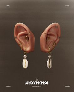 an ad for ashwa featuring two ear pieces