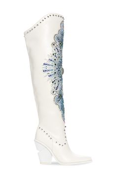 Mixed jewel embellishments shimmer and shine on a captivating boot balanced by a pointy toe and architectural block heel. 3 3/4" heel Side zip closure Synthetic upper, lining and sole Imported Asian Owned/Founded Azalea Wang, Shimmer And Shine, Pointed Toe Boots, Shimmer N Shine, Shine On, Side Zip, Block Heels, Womens Boots, Embellishments