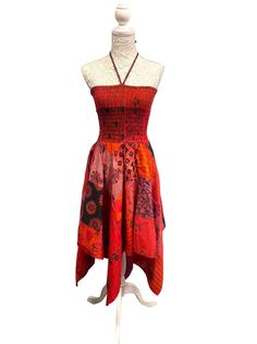 #ad Find ideas and inspiration for Short Dress RED patchwork sexy Boho Pixie hanky hem Festival Hippy gypsy UK 8-14, Fashion sexy clothing