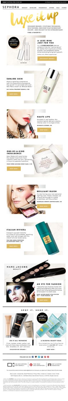 an advertisement for cosmetics products with different colors and designs on the front, side, and back