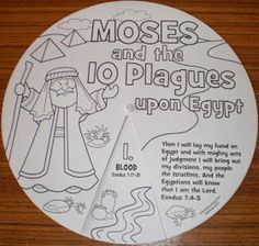 a paper plate with the words moses and the 10 plagues upon egypt on it