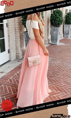 Chiffon High Waist Maxi Skirts Casual Chiffon Party Skirt, Casual Party Chiffon Skirt, Chic Fitted Chiffon Maxi Skirt, Pink Chiffon Bottoms For Spring, Solid Chiffon Skirt For Spring, Chic Chiffon Skirt For Party, Flowy Pink Pleated Maxi Skirt, Chic Chiffon Party Skirt, Chic Flowy Pink Skirt