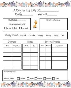 a printable worksheet for the day in the life of animals