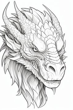 a drawing of a dragon head