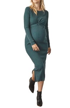 Find ANGEL MATERNITY Knit Midi Maternity/nursing Dress on Editorialist. A textured knit skims your bump in an ultracomfy midi dress with ties at the waist that secure a panel designed for nursing when baby arrives. Jewel neck Long sleeves 54% polyester, 20% acrylic, 20% nylon, 6% wool Hand wash, dry flat Imported Maternity Sweater Dress Midi, Maternity Winter, Teal Midi Dress, Winter Maternity Outfits, Maternity Sweater Dress, Maternity Nursing Dress, Winter Maternity, Teal Dress, Nursing Dress