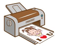 a drawing of a printer with a girl on it's face and the word i love you