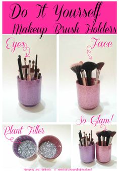 DIY: Makeup Brush Holders via @Hairspray and HighHeels Diy Makeup Storage Box, Diy Makeup Brush Holder, Diy Crafts To Do At Home, Table Organization, Makeup Vanity Storage, Nail Table, Diy Makeup Storage