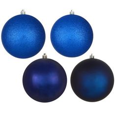 three blue christmas balls on a white background with clippings to the left and right