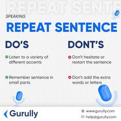 a poster with the words repat sentence do's and don'ts