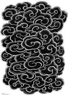 black and white drawing of clouds in the sky