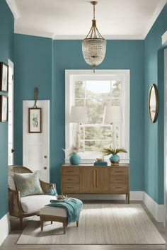 Aegean Teal, Benjamin Moore, 2024 Palette, Richness Turquoise Wall Paint Ideas, Turquoise Dining Room Walls, Teal Living Room Paint Color Ideas, Light Grey And Teal Living Room, Teal Wall Living Room Ideas, Light Teal Paint Colors For Bedroom, Sage And Teal Color Palette, Teal Color Palette Living Room, Light Teal Paint Colors