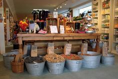 the inside of a store filled with lots of food