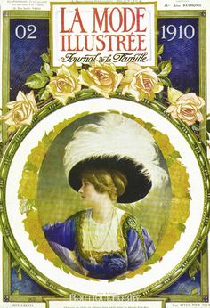 the cover of la mode illustre magazine with a woman wearing a large hat