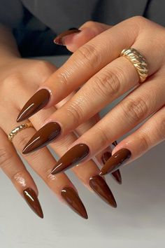 Dive into the world of brown nails with our top 10 must-try fall trends! 🍂 From rich chocolate shades to warm caramel tones, these stunning designs will elevate your autumn manicure. Whether you love intricate nail art or sleek, minimalist styles, brown nails offer endless possibilities for every occasion. Get inspired to create your perfect fall look and embrace the season with these chic ideas. Click to discover your next favorite manicure! #BrownNails #FallNailTrends #NailInspo #AutumnNails Oval Acrylic Nails, Long Almond Nails, Brown Acrylic Nails, Brown Nail, Brown Nails Design, Aesthetic Nails, Color Nails, Almond Acrylic Nails, Finger Tips