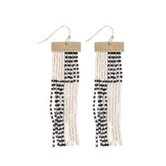 PRICES MAY VARY. Beaded Dangle Earrings for Women: The Lana Beaded Earrings feature long fringe that creates a dramatic cascade effect. The flowing design adds movement and fluidity to your look, perfect for making a bold fashion statement. Intricate Handcrafted Earrings: Each pair features an exquisite catching array of seed beads in captivating colors. The intricate beadwork is complemented by a brass hanger, adding a touch of metallic charm to the bohemian design. Fashion with a Purpose: Hand White Bohemian Beaded Earrings With Black Beads, Bohemian White Earrings With Black Beads, White Beaded Chain Earrings, Beach Dangle Earrings With Black Beads, White Drop Earrings With Black Beads, White Dangle Jewelry With Black Beads, Bohemian White Beaded Earrings With Chain, Bohemian White Beaded Chain Earrings, White Beaded Chain Earrings As A Gift