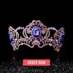 Purple Crystal Crown Tiara is a perfect Bridal Headpiece or any special occasion ornament that sparks from every direction! Dark bronze like color all material high quality made of zinc alloy and crystals Party quinceanera dance wedding. Fits for brides and girls of different ages. Undeniably regal design takes bridal Quinceanera Dance, Quinceanera Dances, Wedding Fits, Crystal Crown Tiaras, Purple Crown, Regal Design, Crown Tiara, African Print Dresses, Crystal Crown