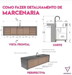 the diagram shows different types of kitchen cabinets and counter tops, with measurements for each one