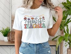 Teacher Shirt For Back To School T Shirt Gift New Teacher Casual White T-shirt For Teacher Appreciation, Teacher T Shirts, Spring T Shirts, Inspirational Tshirts, Boho Shirt, Mama Tee, Mama Shirts, Boho Shirts, Teacher Appreciation Week