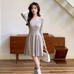 Shipping: Worldwide Express Shipping AvailableDelivery time: 7-15Days Fast ShippingReturns: Fast refund, 100% Money Back Guarantee. Y2k Dresses, Korean Fashion Casual, Autumn 2024, Vintage Material, Long Shirt Dress, Knitted Dress, Women Cargos, Cargo Pants Women, Womens Dress Pants