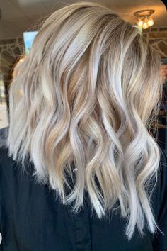 Blonde Ice Highlights, Blonde Highlights Ideas Short Hair, Blonde Longer Bob, Platinum Blonde Hair With Lowlights Bob, Trendy Medium Length Haircuts Blonde, Highlights On Short Blonde Hair, Short Hair Dimensional Brunette, Cool Blonde Balayage Short Hair, Cool Blonde Highlights Short Hair