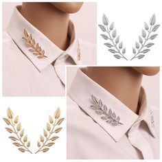 Shirt Collar Pins, Silver Plant, Suit Pin, Creative Shirts, Brooch Men, Shirt Pins, Collar Pins, Trendy Tree, 자수 디자인