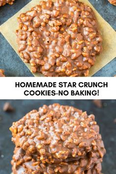 homemade star crunch cookies are stacked on top of each other