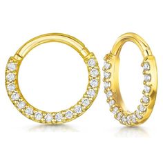 Yellow Gold Cartilage Earrings With Diamond Accents, Gold Cartilage Earrings With Diamond Accents, Yellow Gold Cubic Zirconia Round Piercings, Yellow Gold Cubic Zirconia Cartilage Earrings, Pretty Ear Piercings, Cartilage Earring, Cartilage Piercing, Cartilage Earrings, Cz Stone