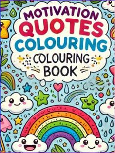 an adult coloring book with rainbows and clouds