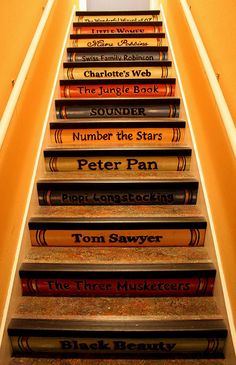 a staircase made out of books with the words harry potter written on it and an image of