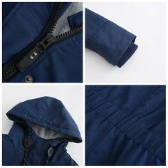 Navy Blue Plush Warm Hooded Parka Coat Blue Windproof Hooded Jacket For Cold Weather, Blue Windproof Hooded Outerwear, Blue Windproof Outerwear For Fall, Blue Hooded Windproof Outerwear, Blue Windproof Hooded Jacket For Winter, Blue Windproof Parka For Fall, Blue Winter Windbreaker With Detachable Hood, Winter Blue Windbreaker With Detachable Hood, Blue Outdoor Outerwear With Detachable Hood