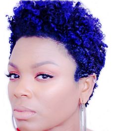 Giant collection of colorful natural hair inspiration as seen on @offbeatbride Colorful Natural Hair, Natural Black Hairstyles, Blue Natural Hair, Natural Tapered Cut, Big Chop Natural Hair, Short Blue Hair, Ladies Hairstyles, Platinum Hair Color