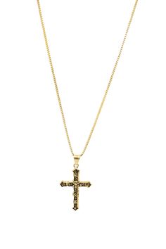 PRODUCT FEATURES: High-Grade 316L Stainless Steel 24'' Chain Length Pendant 2'' L X 1.5'' W Tarnish-Free Water-Resistant Gold Book Chain A new addition to PHLD, the Skull & Roses Pendant presents a grungy design. Designer's Notes: The Gold Skull & Roses Cross Necklace features a carved-style Skull head at the center of the cross. Vines and Roses symmetrically fill each end of the cross giving off an unrivaled presence and showcase. This pendant is lightweight only adding to its allure. Wear the Elegant Crucifix Necklace With Box Chain, Formal Cross Pendant Necklace With Box Chain, Formal Cross Chain Necklaces, Formal Cross Chain Necklace, Formal Cross Pendant Chain Necklace, Formal Cross Pendant Necklace With Chain, Formal Cross Pendant Jewelry With Chain, Elegant Crucifix Chain Necklace, Necklace Styles