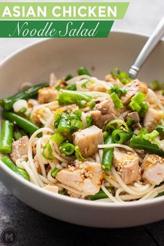 This easy noodle salad is made with marinated chicken thighs and fresh green beans or snap peas and a simple mango chutney sauce. It's one of my favorite summer noodle dishes and is great chilled for a picnic or at room temperature! macheesmo.com #chicken #noodlesalad #noodledishes #easyrecipes #chickendinner #picnic Easy Noodle Salad, Asian Chicken Noodle Salad, Chicken Noodle Salad Recipe, Chutney Sauce, Chicken Noodle Salad, Marinated Chicken Thighs, Noodle Salad Recipes, Mango Chutney, Easy Asian Recipes