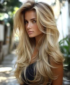 Beautiful Melena con Reflejos Dorados y Raya Lateral Pelo Chocolate, Blonde Hair Long, Hairstyle Curly, Beauty Hair Color, Square Face Hairstyles, Golden Highlights, Golden Blonde Hair, Light Blonde Hair