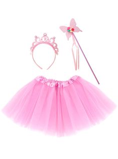 Girl's Pink Princess Costume Accessory Set Enchant your little one with this adorable girl's pink princess costume set! Perfect for at-home play, or for a fairytale themed dress up party, we're sure that your little princess will feel utterly magical with this fairy princess set!  Includes:  Tiara Wand Tutu   Description:  Novelty tiara is made from foam-back glittery pink fabric attached to a plastic headband wrapped in pink ribbon. Tiara features pink gemstones on its points and pink satin bow Princess Tutu Costumes, Pink Princess Costume, Fairy Princess Costume, Dress Up Party, Headband Wrap, Plastic Headband, Princess Tutu, Princess Tiara, Tutu Costumes