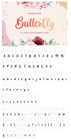 the font and numbers for butterfly