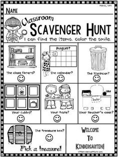 the scavenger hunt with pictures and words to help students understand what they are doing