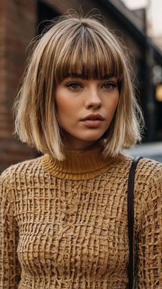 Best Tutorials for Sleek Straight Cut with Full Bangs 💁 Shoulder Bob Haircut With Bangs, Collarbone Length Hair With Bangs, Medium Length Hairstyles Y2k, Y2k Bangs, Hairdos With Bangs, Blonde Pony, Medium Length Hairstyles With Bangs, Hairstyles Y2k, Collarbone Length Hair