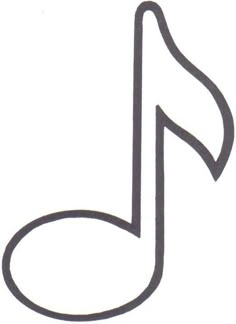 a black and white drawing of a musical note