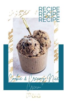 the recipe book is filled with ice cream and chocolate chip cookie crumbled in it