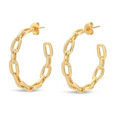 Ale Weston Dainty Gold Chain Hoop Earrings Malibu Hoop Earrings Pave Ear Cuff, Chain Hoop Earrings, Dainty Gold Chain, Luxury Look, Gold Filled Jewelry, Link Chain, Modern Luxury, Jewelry Care, Gold Chain