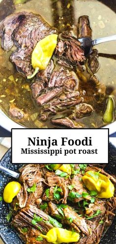 beef pot roast with pepperonchinis on top Mississippi Pot Roast Ninja Foodi, Ninja Foodi Italian Beef, Pork Roast Recipes Ninja Foodi, Pressure Cooker Mississippi Pot Roast, Frozen Roast In Ninja Foodi, Mississippi Pot Roast Pressure Cooker, Ninja Foodi Pot Roast Recipes, Beef Roast Ninja Foodi Recipe, Pot Roast Ninja Foodi Recipes