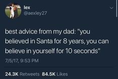 the tweet has been posted to someone about his dad's birthday day