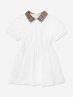 Girls Check Collar Alesea Dress in White Vintage Scale, Polo Design, Burberry Kids, White Polo, Polo Dress, Burberry Bag, Burberry, White Dress, Girl Outfits