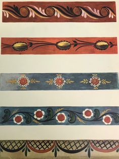 four different colored tapes with designs on them