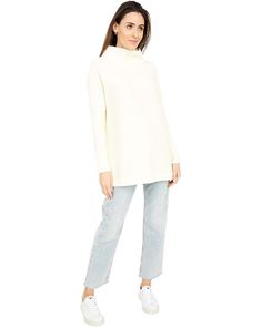 Free People Ottoman Slouchy Tunic | Zappos.com Stretch Textured Knit Turtleneck, Winter White Stretch Top For Fall, High Neck Knit Sweater With Ribbed Neckline, Knit Sweater With Ribbed High Neckline, Textured Stretch Turtleneck, Chic Stretch Knit Mock Neck Top, Chic Knit Turtleneck For Spring, Chic Spring Knit Turtleneck, Spring Funnel Neck Sweater For Layering