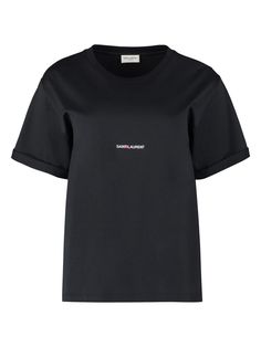 1000 SAINT LAURENT COTTON CREW-NECK T-SHIRT Cotton Logo, Keep It Simple, Cuff Sleeves, Hey There, Logo T Shirt, Everyday Wardrobe, Tshirt Logo, Logo Print, Classic Looks